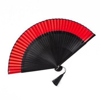 Baked Paint All-Black Fan Fold Chinese Wind Women\'s Classic Dance Craft Fan Burst Fan