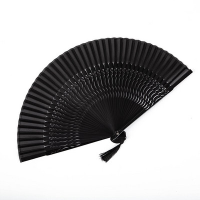 Baked Paint teljesen fekete legyező összecsukható kínai szél női klasszikus táncos kézműves ventilátor