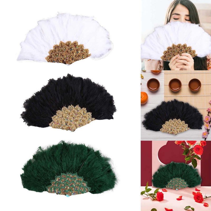 Nunta Mireasa Fan cu pene Fantastic Party Dancing Fan Handheld Decorative pentru ceai Decorat Halloween Woman Gift Stage