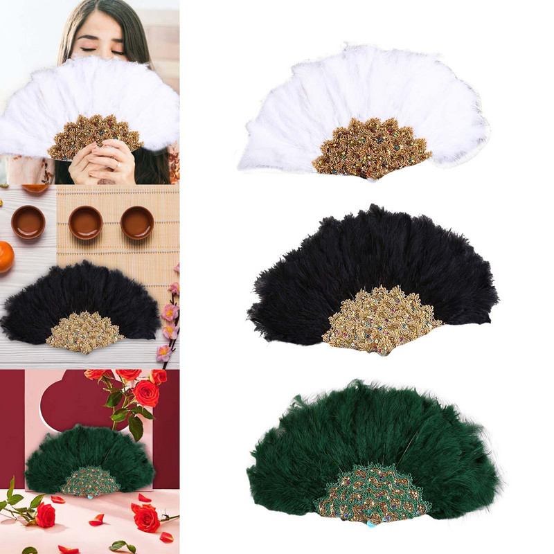 Nunta Mireasa Fan cu pene Fantastic Party Dancing Fan Handheld Decorative pentru ceai Decorat Halloween Woman Gift Stage