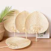 5db/tétel Bambusz kézi ventilátor Pushan Arts kézzel készített legyező őszibarack formájú bambusz ventilátor Summer Cool Air ventilátor DIY kínai legyező papír ventilátor