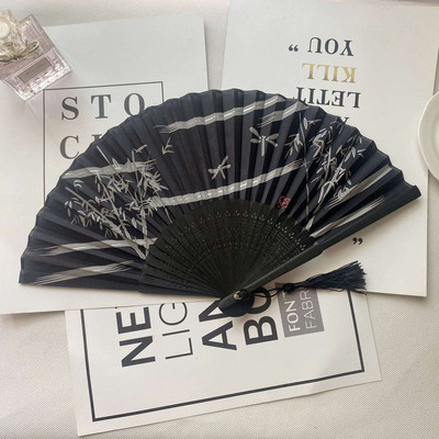 Vintage stila zīda saliekamais ventilators ķīniešu japāņu raksts māksla amatniecība dāvana mājas dekorēšana rotājumi deju roku ventilators