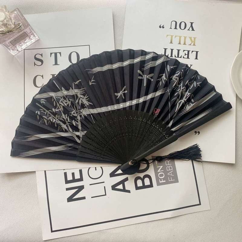Vintage stila zīda saliekamais ventilators ķīniešu japāņu raksts māksla amatniecība dāvana mājas dekorēšana rotājumi deju roku ventilators