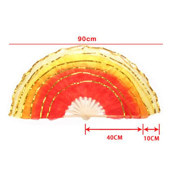 Πολύχρωμο Πτυσσόμενο Βαμμένο Μεταξωτό Βεντάλια Χορευτής Εξάσκηση Απομίμησης Μεταξιού Φανς Χειροποίητα Χορευτικά στηρίγματα κινέζικου στυλ Yangko