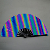 Színátmenet színes fényvisszaverő összecsukható legyező Magic puha szálas szövet ventilátor 33 cm nagy kung fu ventilátor fotózás kellékek táncparti ventilátor