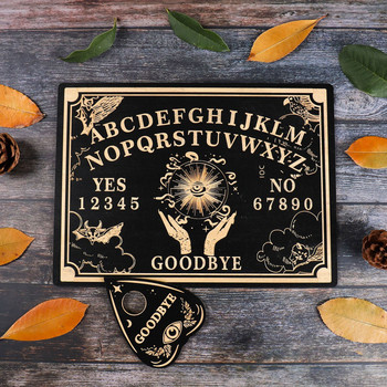 Ορθογώνιο Sun Wood Witchcraft Altar Butterfly Plate Dowsing Game Divination Board Carven Wooden Metaphysical Message