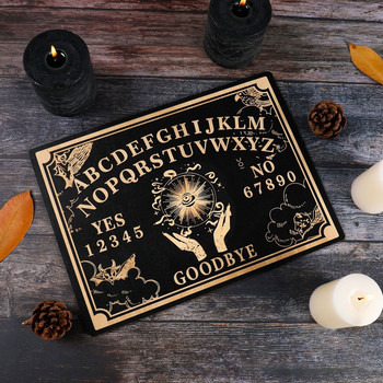 Ορθογώνιο Sun Wood Witchcraft Altar Butterfly Plate Dowsing Game Divination Board Carven Wooden Metaphysical Message