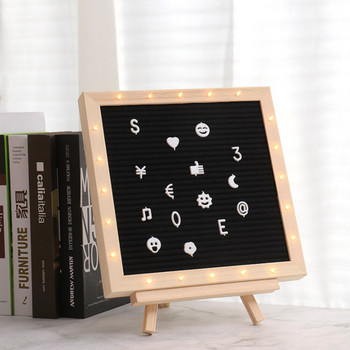 Πίνακας μηνυμάτων 10x10 ιντσών Felt Letterboard Ξύλινη κορνίζα, με Led Light και 170 τμχ γράμματα, Δώρο Φεστιβάλ για διακόσμηση τοίχου σπιτιού