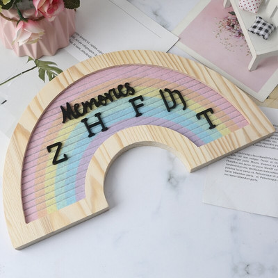 Табла с букви Rainbow Дъска за съобщения от филц от селска дървена рамка с букви и числа