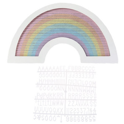 Rainbow laiškų lenta kaimiško medžio rėmo veltinio pranešimų lentos su raidėmis skaičiais