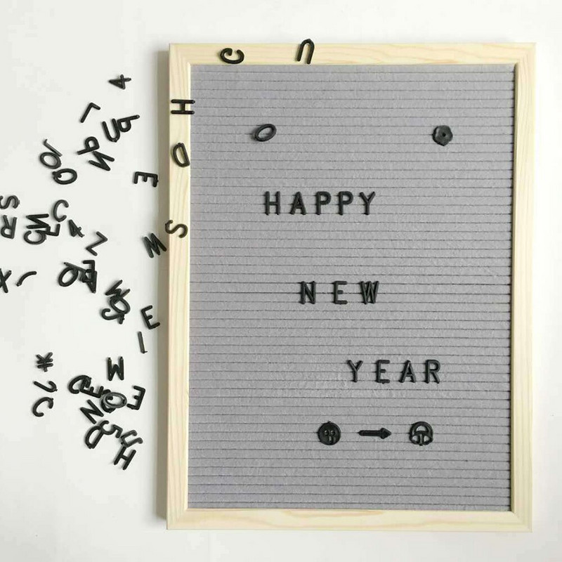 Didelė veltinio raidžių lenta medinis rėmelis, keičiami simboliai, skaičiai su 460 vnt raidžių simboliais, namų biuro pranešimų lentos dekoras