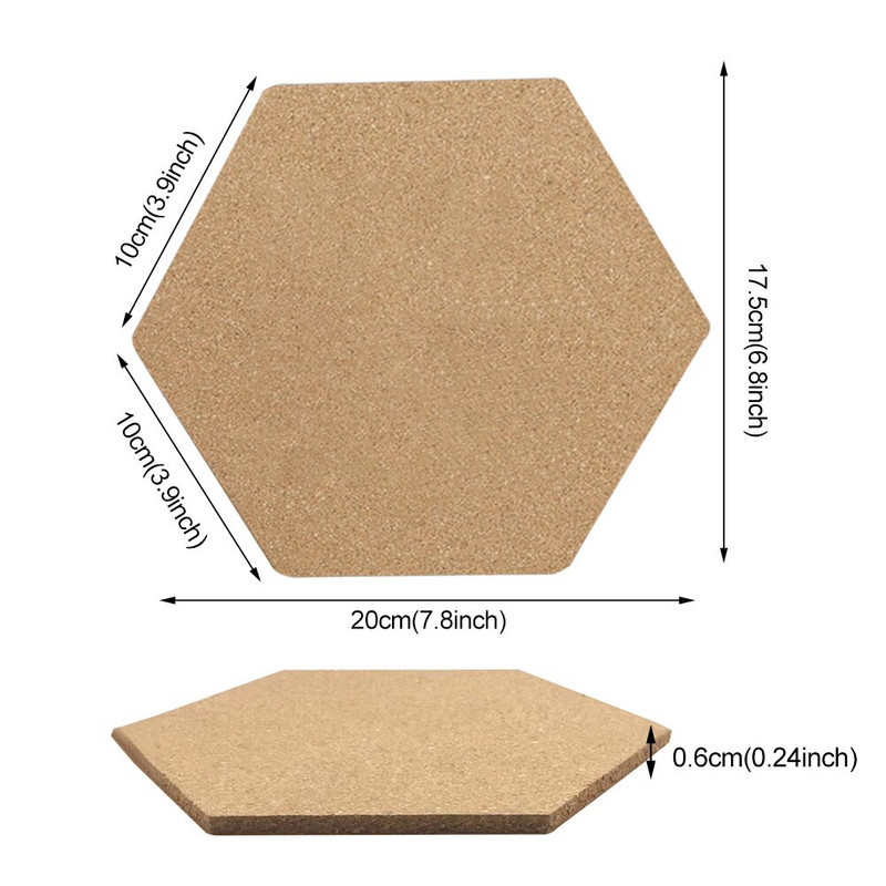 4 tk Multifunktsionaalsed kleebised Seinateade Foto Taustakaunistus Kodukontor kuusnurkse raamiga korktahvel Isekleepuv bülletään