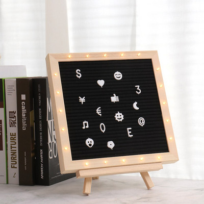 Letterboard Ξύλινη κορνίζα DIY Δώρο Γενεθλίων Πίνακας Μηνυμάτων με Led Light και 170 τμχ Γράμματα για διακόσμηση τοίχου σπιτιού 10x10 ιντσών