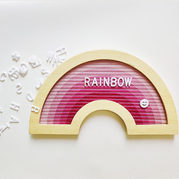 Филцово писмо Дървена дъска за съобщения Дървена рамка Rainbow Letterboard с 340 пластмасова буква Детски коледен подарък Декорация на маса за дома