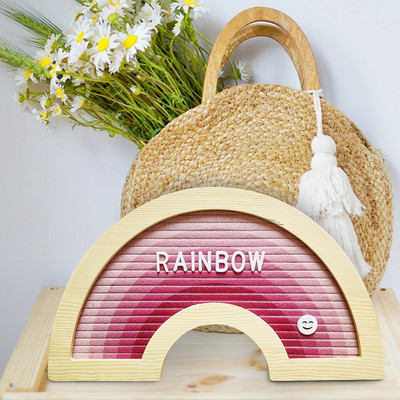 Πίνακας μηνυμάτων Felt Letter Ξύλινο Πλαίσιο Rainbow Letterboard με 340 πλαστικά γράμματα Χριστουγεννιάτικο δώρο για παιδιά διακόσμηση τραπεζιού σπιτιού