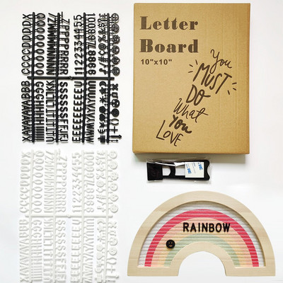 Πίνακας μηνυμάτων Felt Letter Ξύλινο Πλαίσιο Rainbow Letterboard με 340 πλαστικά γράμματα Χριστουγεννιάτικο δώρο για παιδιά διακόσμηση τραπεζιού σπιτιού