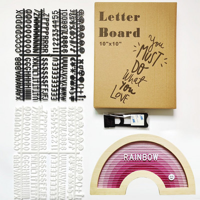 Πίνακας μηνυμάτων Felt Letter Ξύλινο Πλαίσιο Rainbow Letterboard με 340 πλαστικά γράμματα Χριστουγεννιάτικο δώρο για παιδιά διακόσμηση τραπεζιού σπιτιού