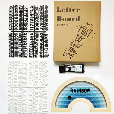 Πίνακας μηνυμάτων Felt Letter Ξύλινο Πλαίσιο Rainbow Letterboard με 340 πλαστικά γράμματα Χριστουγεννιάτικο δώρο για παιδιά διακόσμηση τραπεζιού σπιτιού