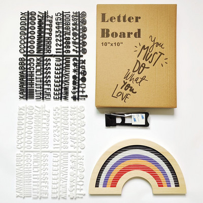 Πίνακας μηνυμάτων Felt Letter Ξύλινο Πλαίσιο Rainbow Letterboard με 340 πλαστικά γράμματα Χριστουγεννιάτικο δώρο για παιδιά διακόσμηση τραπεζιού σπιτιού