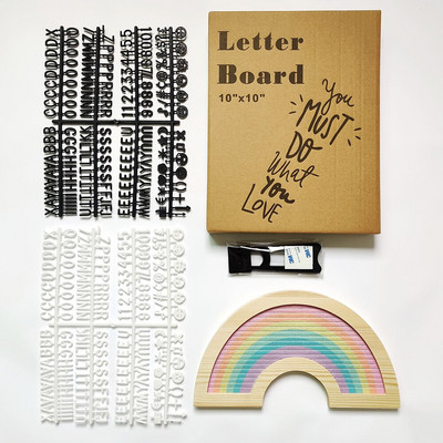 Πίνακας μηνυμάτων Felt Letter Ξύλινο Πλαίσιο Rainbow Letterboard με 340 πλαστικά γράμματα Χριστουγεννιάτικο δώρο για παιδιά διακόσμηση τραπεζιού σπιτιού