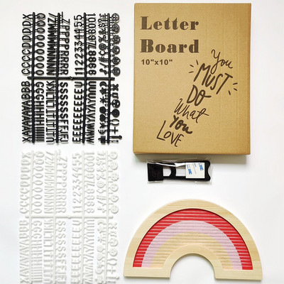 Πίνακας μηνυμάτων Felt Letter Ξύλινο Πλαίσιο Rainbow Letterboard με 340 πλαστικά γράμματα Χριστουγεννιάτικο δώρο για παιδιά διακόσμηση τραπεζιού σπιτιού