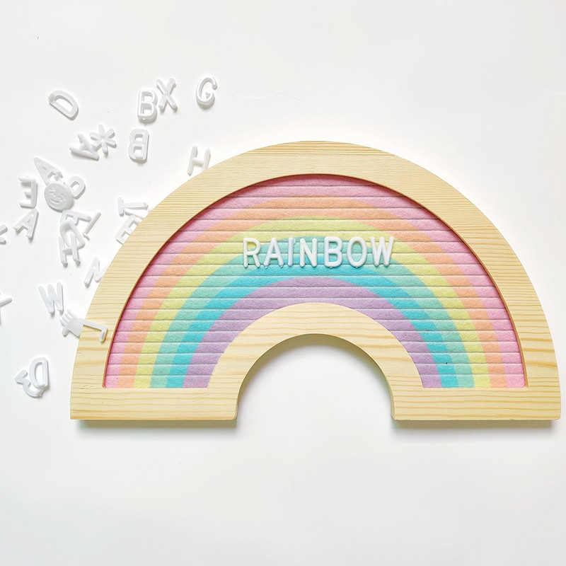 Πίνακας μηνυμάτων Felt Letter Ξύλινο Πλαίσιο Rainbow Letterboard με 340 πλαστικά γράμματα Χριστουγεννιάτικο δώρο για παιδιά διακόσμηση τραπεζιού σπιτιού