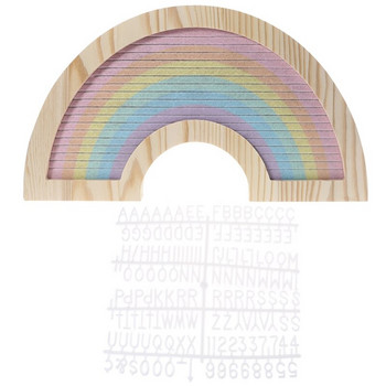 Rainbow Letter Board Rustic Wood Frame Felt Табла за съобщения със сменяеми букви и числа Комплект за домашен декор на стена на селска къща