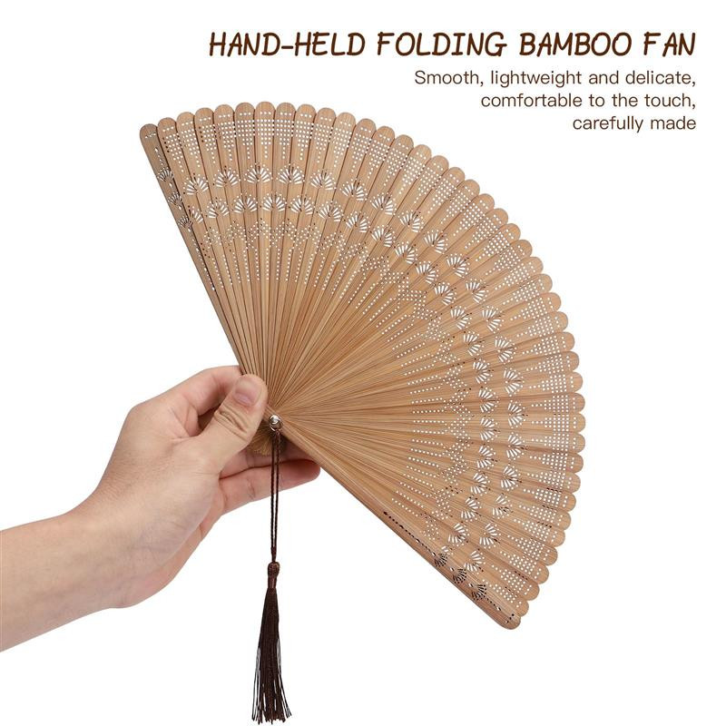 1db kínai stílusú összecsukható ventilátor bambusz kézi ventilátor táncelőadás dekoráció Bojt Vintage ventilátor