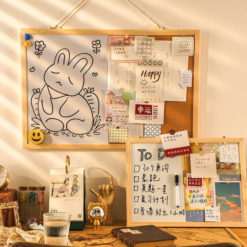 Kawaii Moale Scrisoare din lemn Panou pentru mesaje Carte poștală decorativă Panou foto de perete Panou din plută Hârtie Memo Decorare pentru fundal