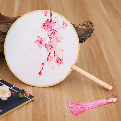 Spalvos Apvalios rankos vėduoklė Kinų stiliaus vintažinė spauda Šilko vėduoklė Vestuvių vakarėlio šokių aksesuarai