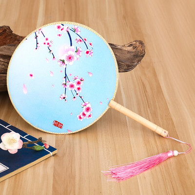 Spalvos Apvalios rankos vėduoklė Kinų stiliaus vintažinė spauda Šilko vėduoklė Vestuvių vakarėlio šokių aksesuarai