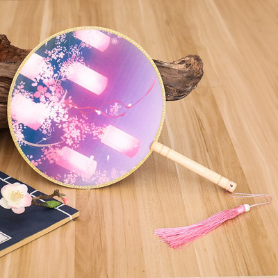 Spalvos Apvalios rankos vėduoklė Kinų stiliaus vintažinė spauda Šilko vėduoklė Vestuvių vakarėlio šokių aksesuarai