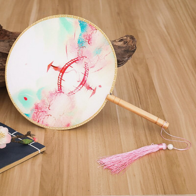 Spalvos Apvalios rankos vėduoklė Kinų stiliaus vintažinė spauda Šilko vėduoklė Vestuvių vakarėlio šokių aksesuarai