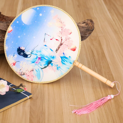 Spalvos Apvalios rankos vėduoklė Kinų stiliaus vintažinė spauda Šilko vėduoklė Vestuvių vakarėlio šokių aksesuarai