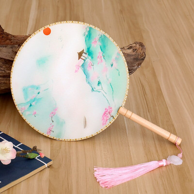 Spalvos Apvalios rankos vėduoklė Kinų stiliaus vintažinė spauda Šilko vėduoklė Vestuvių vakarėlio šokių aksesuarai