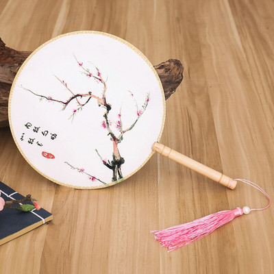 Spalvos Apvalios rankos vėduoklė Kinų stiliaus vintažinė spauda Šilko vėduoklė Vestuvių vakarėlio šokių aksesuarai