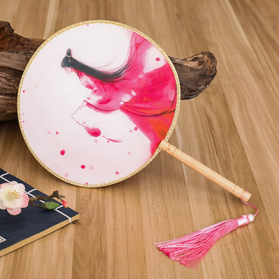 Spalvos Apvalios rankos vėduoklė Kinų stiliaus vintažinė spauda Šilko vėduoklė Vestuvių vakarėlio šokių aksesuarai