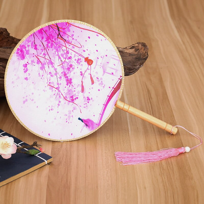 Spalvos Apvalios rankos vėduoklė Kinų stiliaus vintažinė spauda Šilko vėduoklė Vestuvių vakarėlio šokių aksesuarai