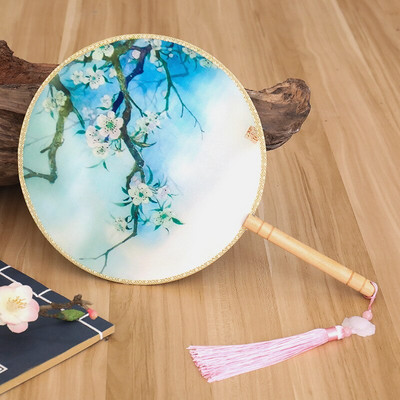 Spalvos Apvalios rankos vėduoklė Kinų stiliaus vintažinė spauda Šilko vėduoklė Vestuvių vakarėlio šokių aksesuarai