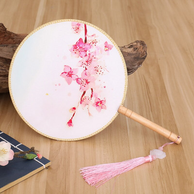 Spalvos Apvalios rankos vėduoklė Kinų stiliaus vintažinė spauda Šilko vėduoklė Vestuvių vakarėlio šokių aksesuarai