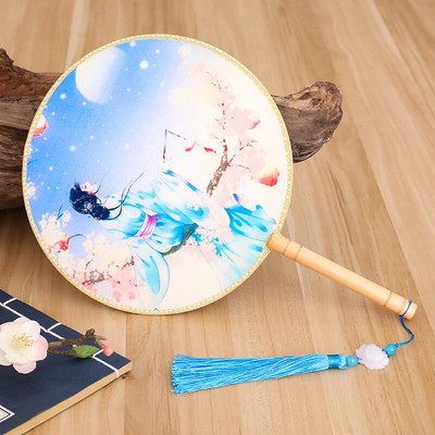 Spalvos Apvalios rankos vėduoklė Kinų stiliaus vintažinė spauda Šilko vėduoklė Vestuvių vakarėlio šokių aksesuarai