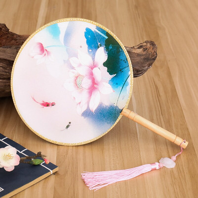 Spalvos Apvalios rankos vėduoklė Kinų stiliaus vintažinė spauda Šilko vėduoklė Vestuvių vakarėlio šokių aksesuarai