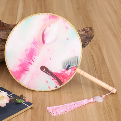 Spalvos Apvalios rankos vėduoklė Kinų stiliaus vintažinė spauda Šilko vėduoklė Vestuvių vakarėlio šokių aksesuarai