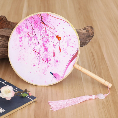 Spalvos Apvalios rankos vėduoklė Kinų stiliaus vintažinė spauda Šilko vėduoklė Vestuvių vakarėlio šokių aksesuarai