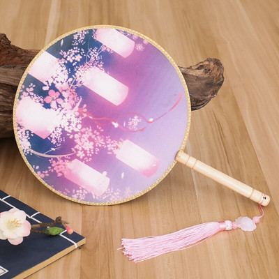 Spalvos Apvalios rankos vėduoklė Kinų stiliaus vintažinė spauda Šilko vėduoklė Vestuvių vakarėlio šokių aksesuarai