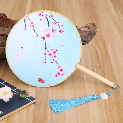 Spalvos Apvalios rankos vėduoklė Kinų stiliaus vintažinė spauda Šilko vėduoklė Vestuvių vakarėlio šokių aksesuarai