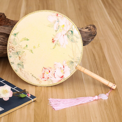 Spalvos Apvalios rankos vėduoklė Kinų stiliaus vintažinė spauda Šilko vėduoklė Vestuvių vakarėlio šokių aksesuarai