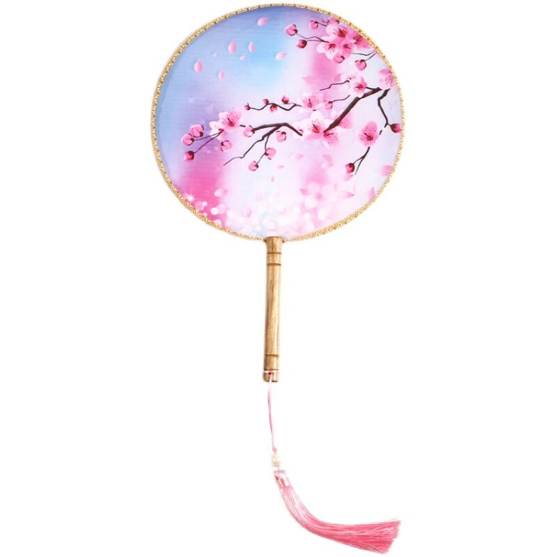 Spalvos Apvalios rankos vėduoklė Kinų stiliaus vintažinė spauda Šilko vėduoklė Vestuvių vakarėlio šokių aksesuarai