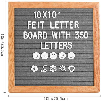 10x10 инча филцова табла с квадратни декоративни дъски за дома Дървени коледни партита филцова табла с писма 460 букви статив Табло за съобщения