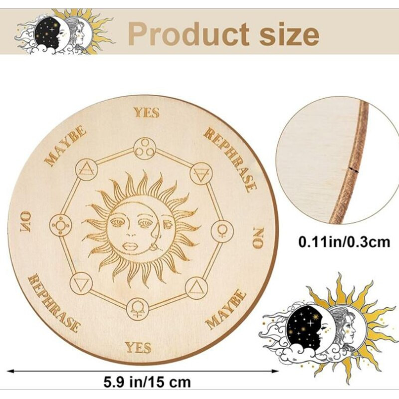 Δίσκος 25cm ξύλινο εκκρεμές πιάτο φεγγάρι χρυσό μαντικό ενεργειακό σκάλισμα σανίδα θεραπείας διαλογισμός διακόσμηση μεταφυσικός βωμός